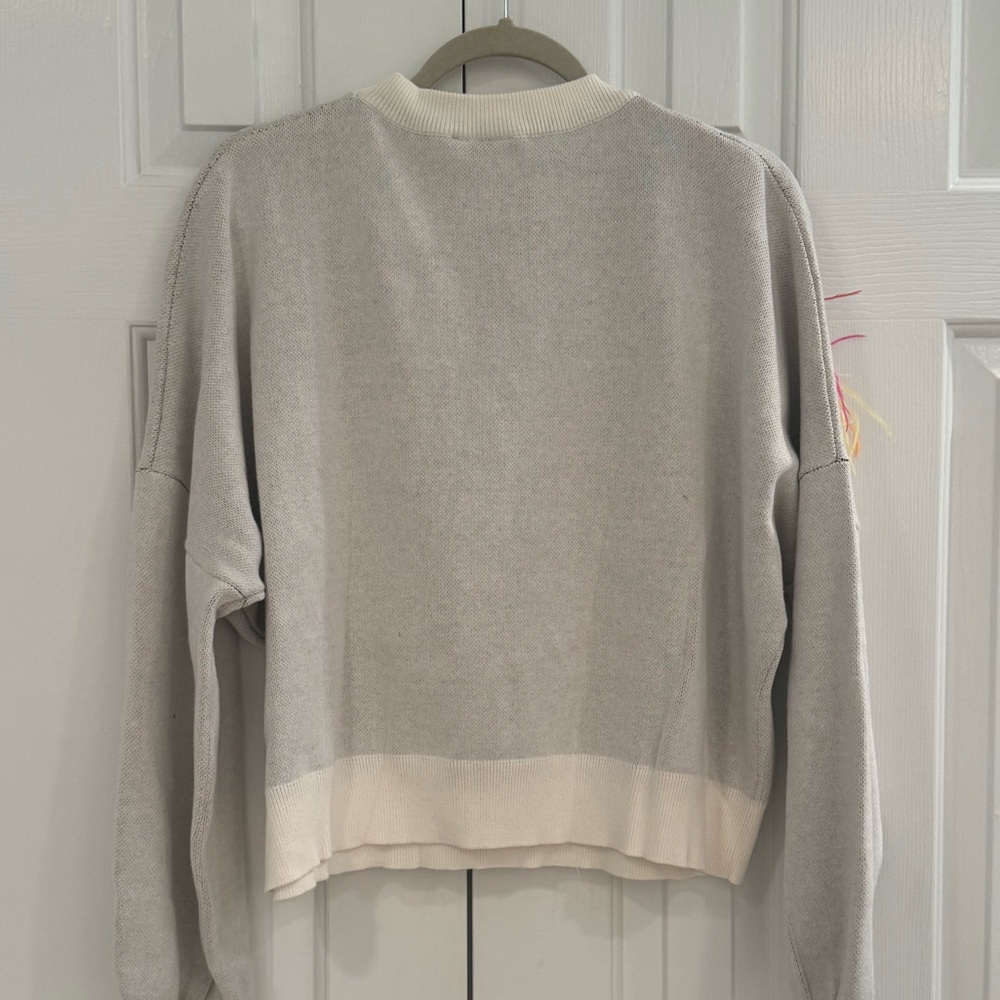 QUEEN OF SPARKLES Ivory Feather Turkey Sweater Size XS - Picture 5 of 5
